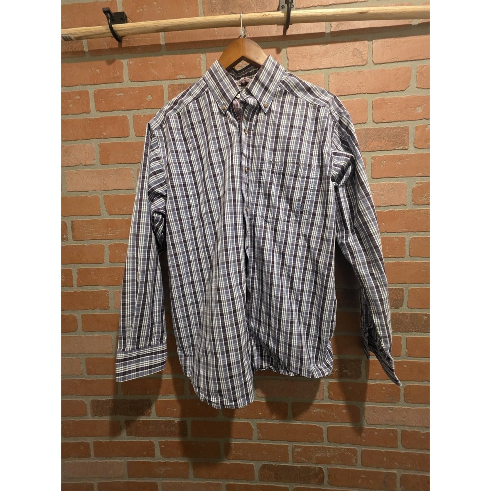 Ariat Pro Series Men's Long Sleeve Shirt Size Medium Plaid Vented Button  Sku 90